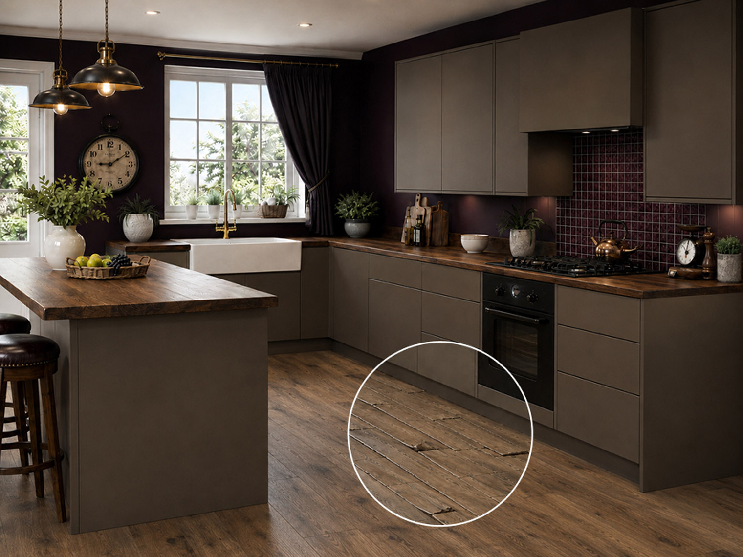 Обычный ламинат на кухне